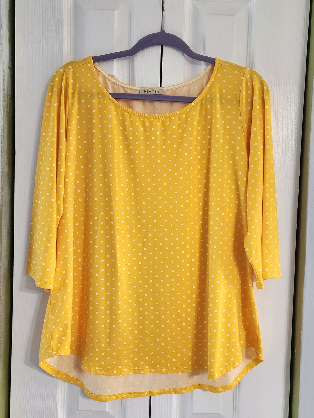 Beacon Yellow Polka-Dot Tunic Blouse Size 1X Strech
